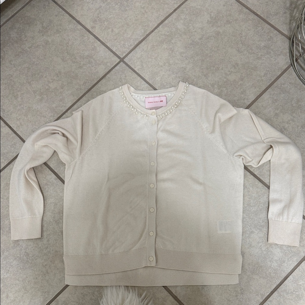 Simone riche for H&M  Cream Cardigan with Pearl Accents